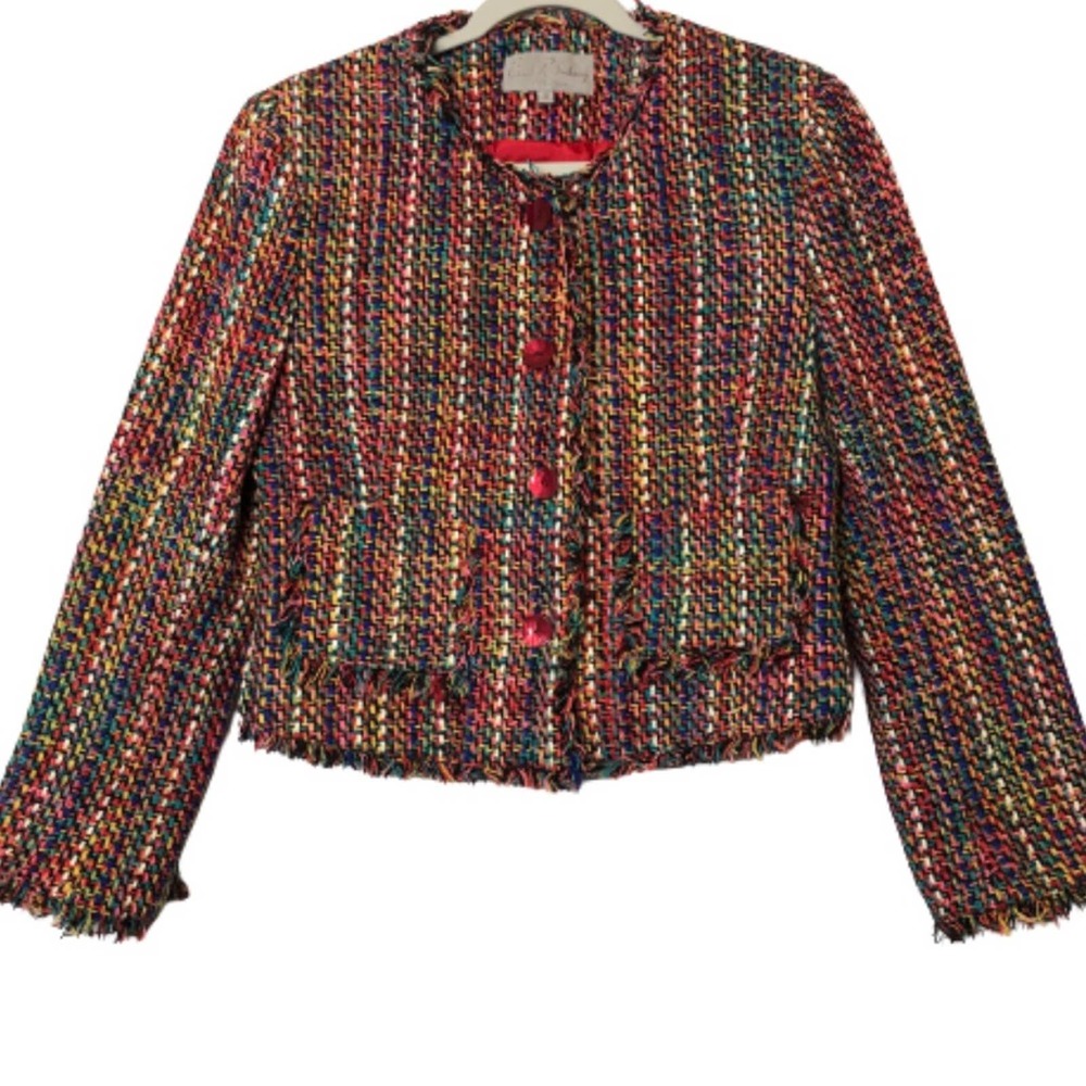 Multicolor Tweed Cropped Blazer